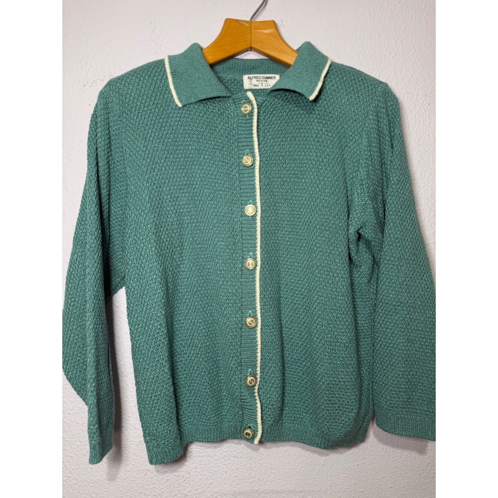 Vintage‎ Alfred Dunner Sweater Womens Small Teal Green Cottagecore Coquette
